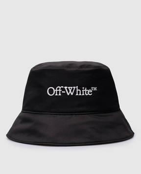 Off-White Чорна панама з контрастною вишивкою логотипа OMLA034C99FAB006