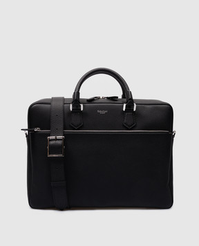 Serapian Черная кожаная деловая сумка с логотипом. SRCCHMLL706540Y001
