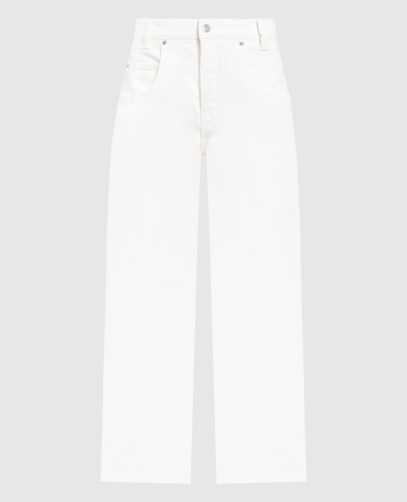 

Белые джинсы с логотип патч, Белый, Широкие джинсы