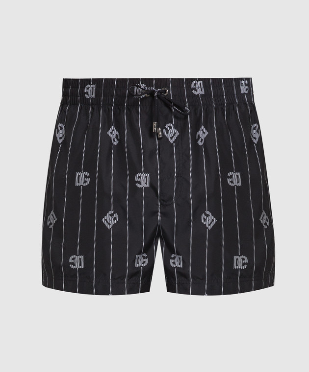 Dolce&Gabbana Black swim shorts with DG logo print M4A06TISMDD