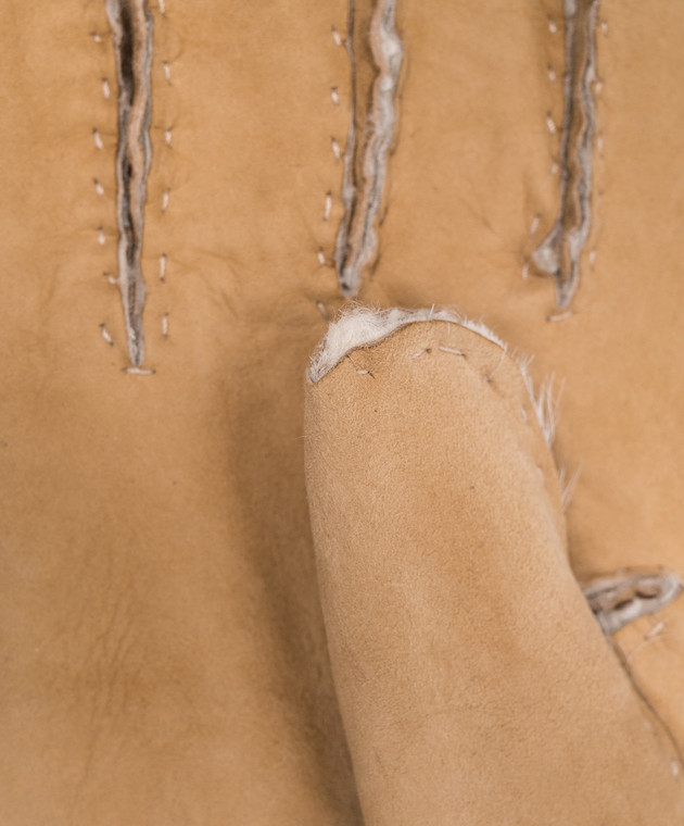 Sermoneta Gloves Beige suede gloves with fur N99 image 4