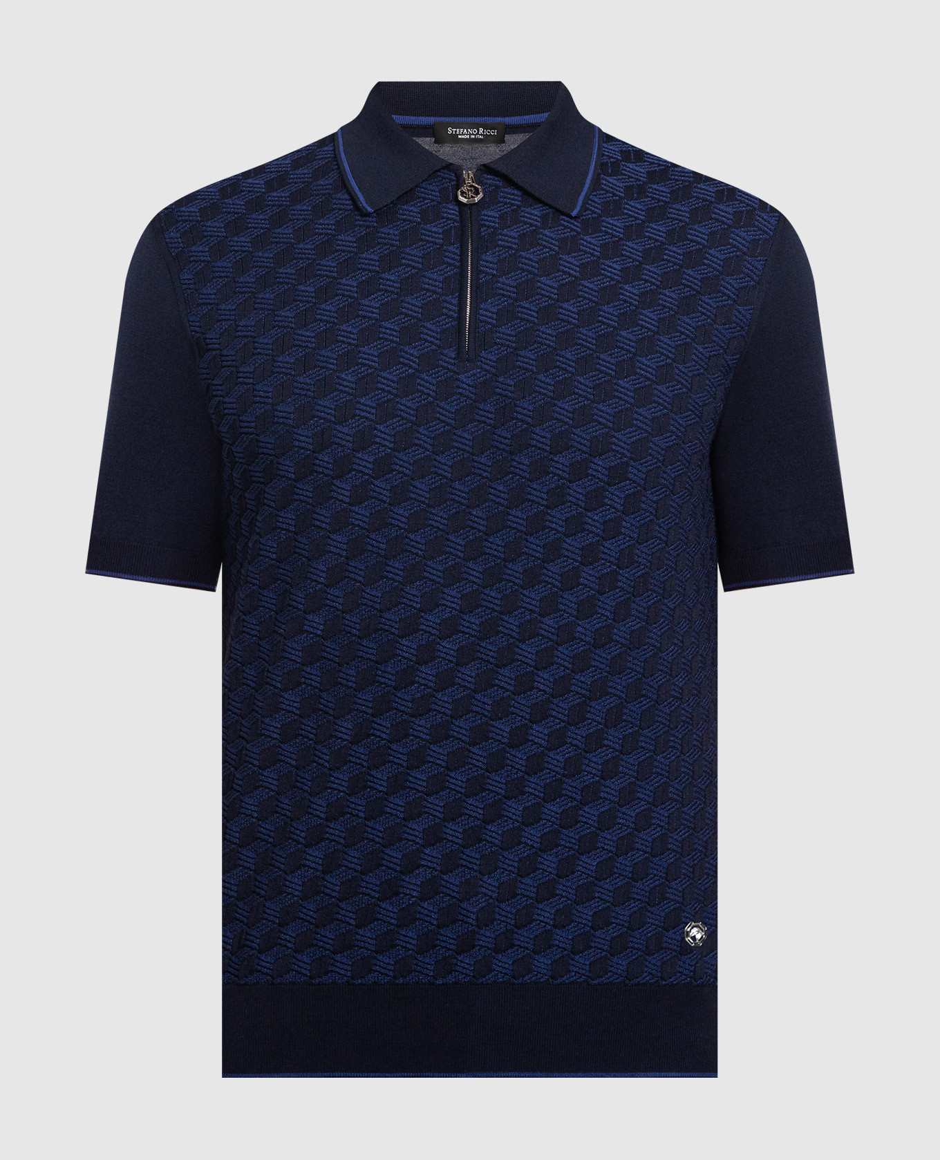 

Синее поло в текстуре шаблон с логотипом, Синий, Поло