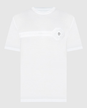 Stefano Ricci Белая футболка с вышивкой и металлическим логотипом MNH4102990TE0001