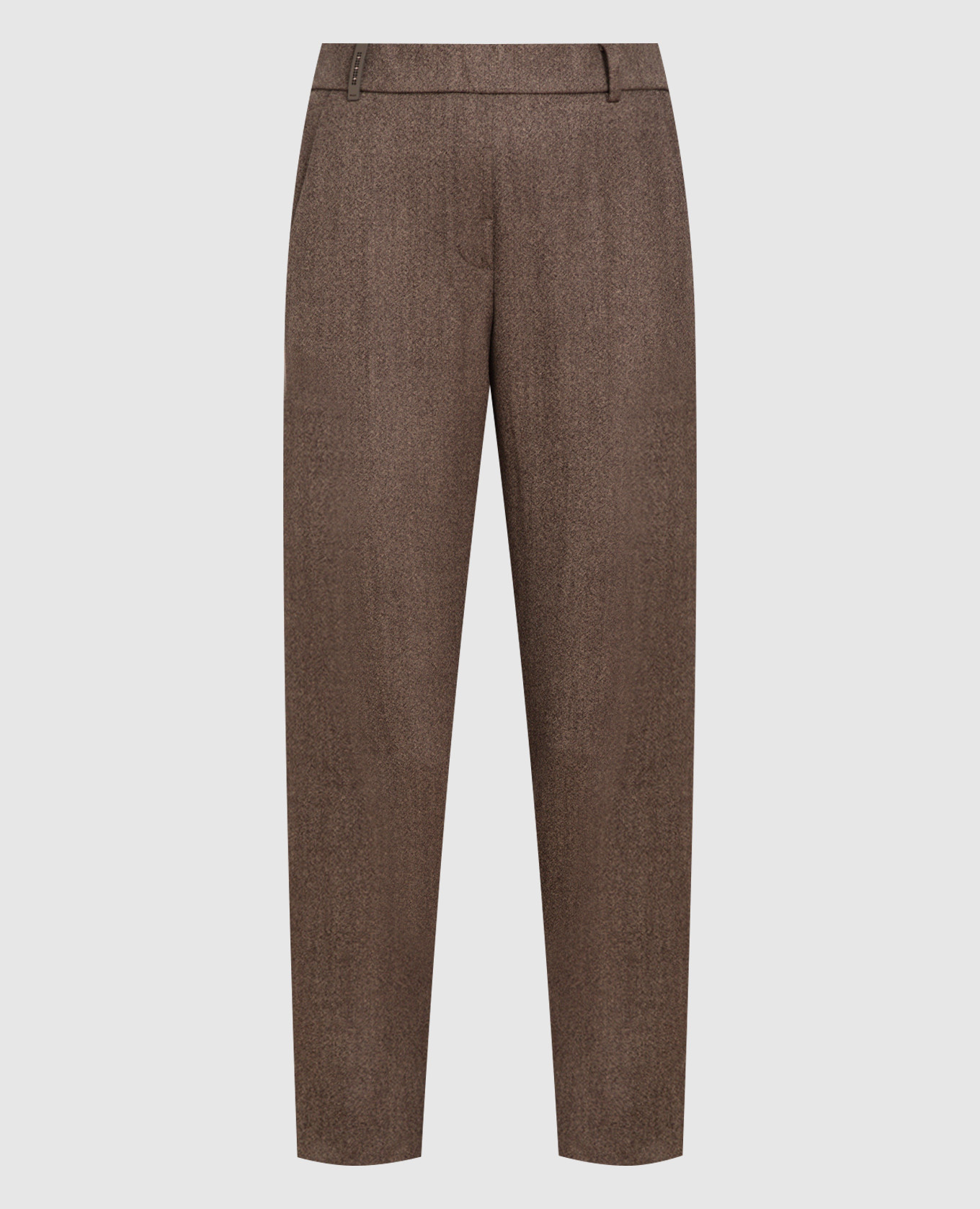 

Коричневые брюки из шерсти, Коричневый, Укороченные брюки