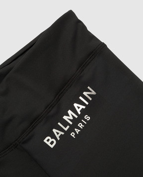 Balmain Дитячі чорні легінси з принтом логотипу 6R6A21Z0771