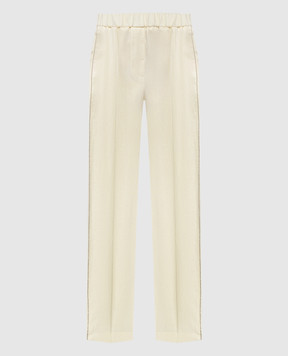 Peserico Желтые брюки из льна с цепочкой мониль P0407202606