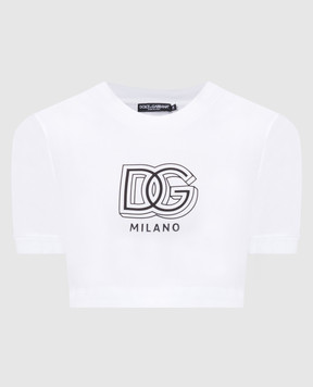 Dolce&Gabbana Біла укорочена футболка з принтом логотипа DG F8U78TGDB6T