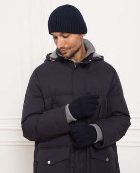 Brunello Cucinelli Синие перчатки из кашемира с окантовкой M2293118