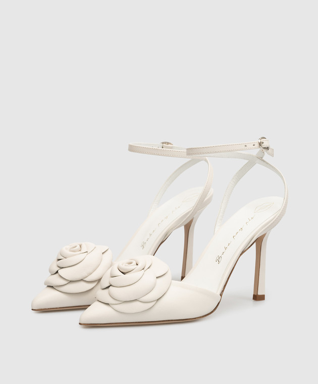 Babe Pay Pls White leather slingbacks with appliqué 2149082305 image 2