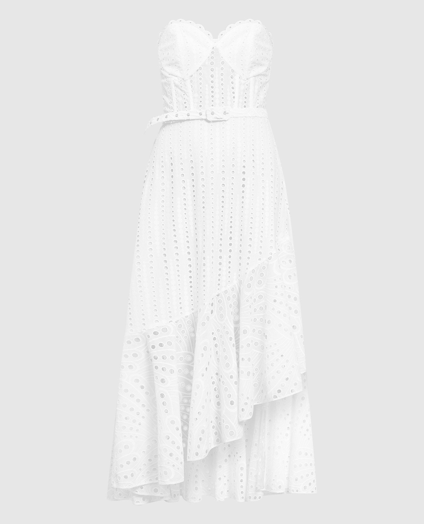 Белое платье-бюстье Aurora с вышивкой бродери англез