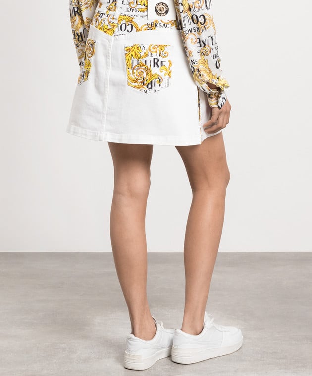 Versace Jeans Couture White denim skirt with Logo Couture print 74HAE85ME0000L54 image 4
