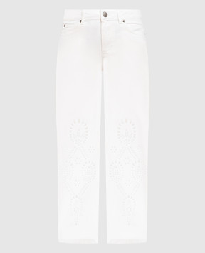 Twinset Білі джинси з вишивкою сангало 231TT2751