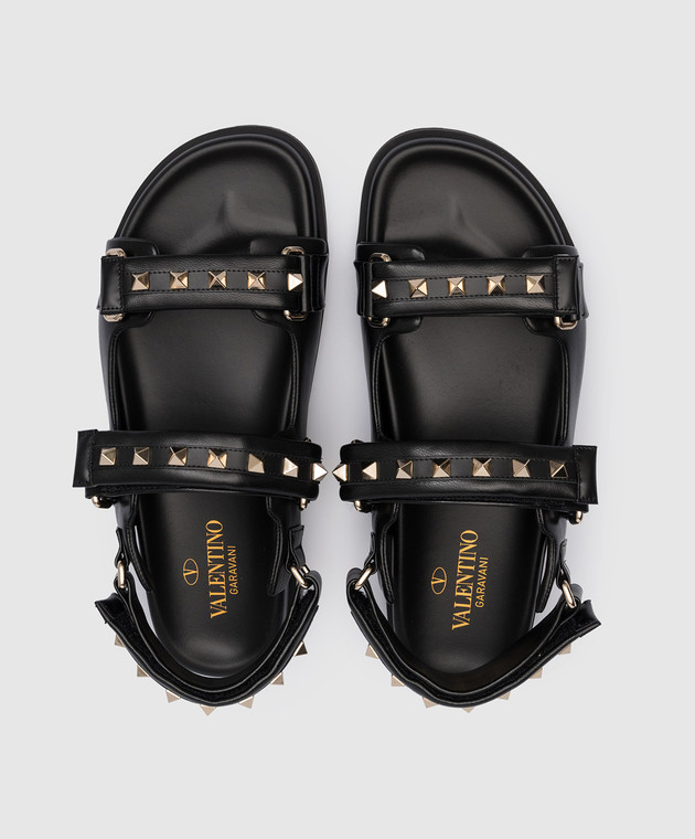 Valentino Rockstud black leather sandals 2W2S0FE6MNK изображение 3