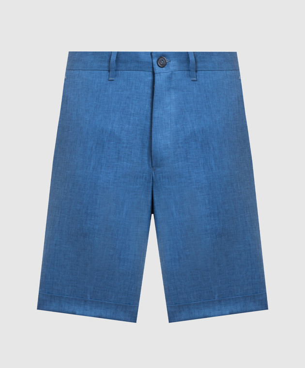 Enrico Mandelli Blue linen, wool and silk shorts 0SHORT3716
