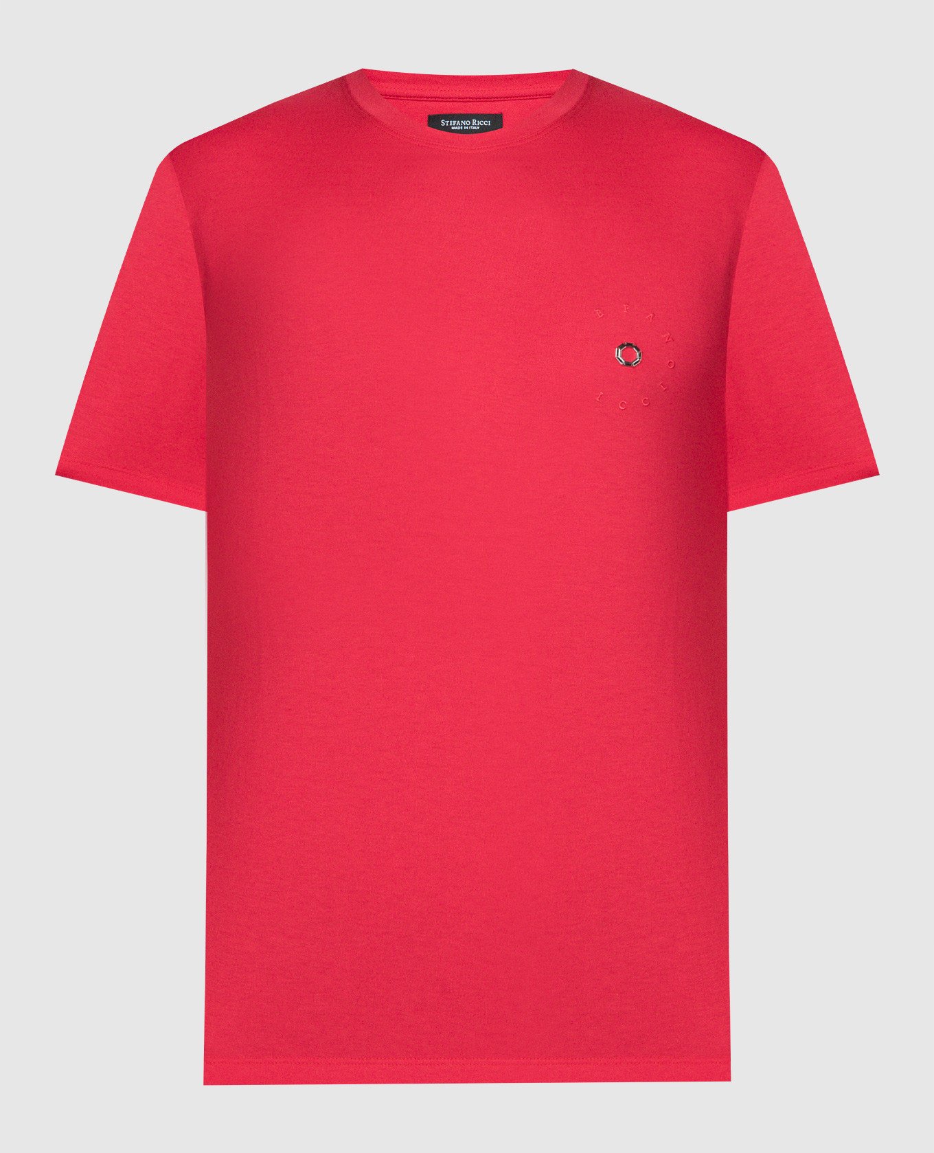 Red t-shirt with logo embroidery