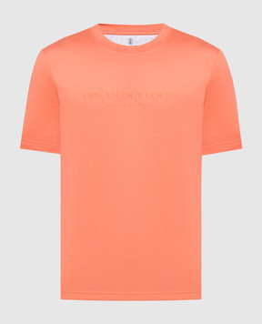Brunello Cucinelli Оранжевая футболка с принтом логотипа M0T618441