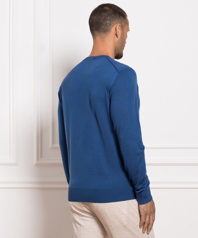 Stefano Ricci Blue wool jumper with logo embroidery K303071G01F23345 image 4