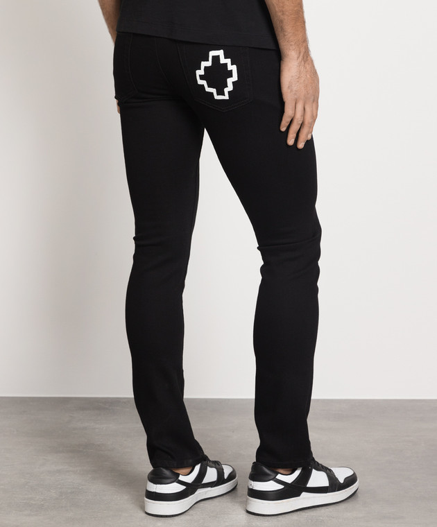 Marcelo Burlon Black TEMPERA CROSS STONE slim jeans with logo CMYA029C99DEN002 изображение 4