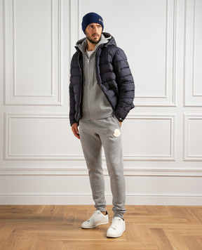 Moncler Серая спортивная кофта с патчем логотипа 8G00081809KX