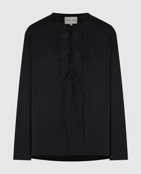 Lou Lou Studio Чорна блуза ZAMIA із шовку зі шнурівкою ZAMIA