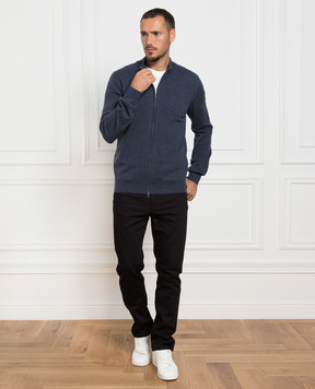 Cashmere&Whiskey Синій меланжевий кардиган з кашеміру на блискавці MU8671312341R