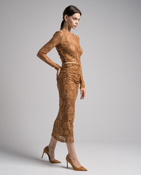 Dolce&Gabbana Коричнева сукня з мережива F6DBATFLUBV