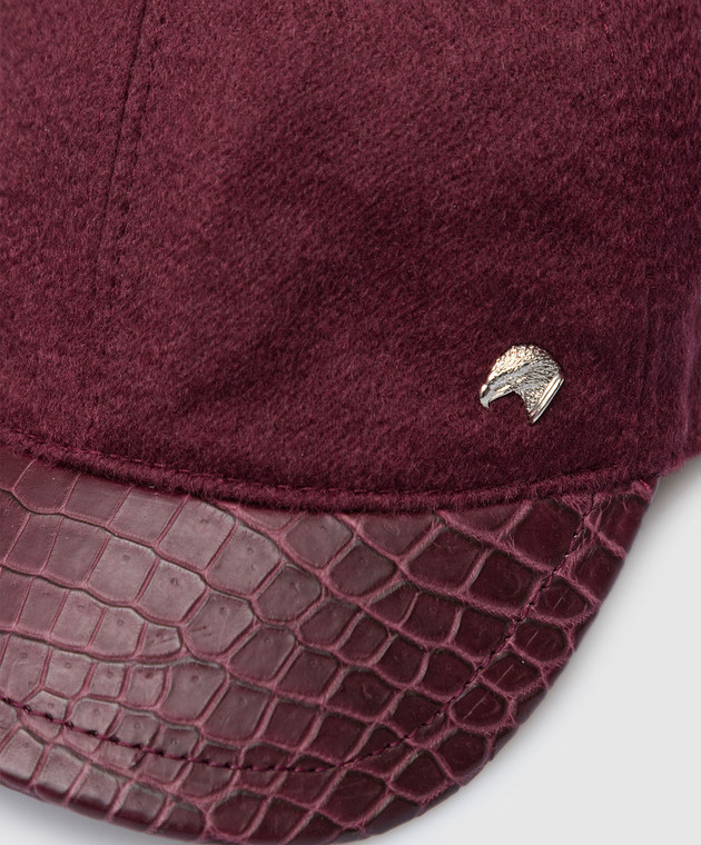 Stefano Ricci Children's burgundy cap made of cashmere and crocodile skin YVF5190PCA10CS image 3