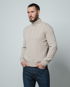 Cashmere&Whiskey Бежевый свитер из кашемира в фактурный узор 80605C