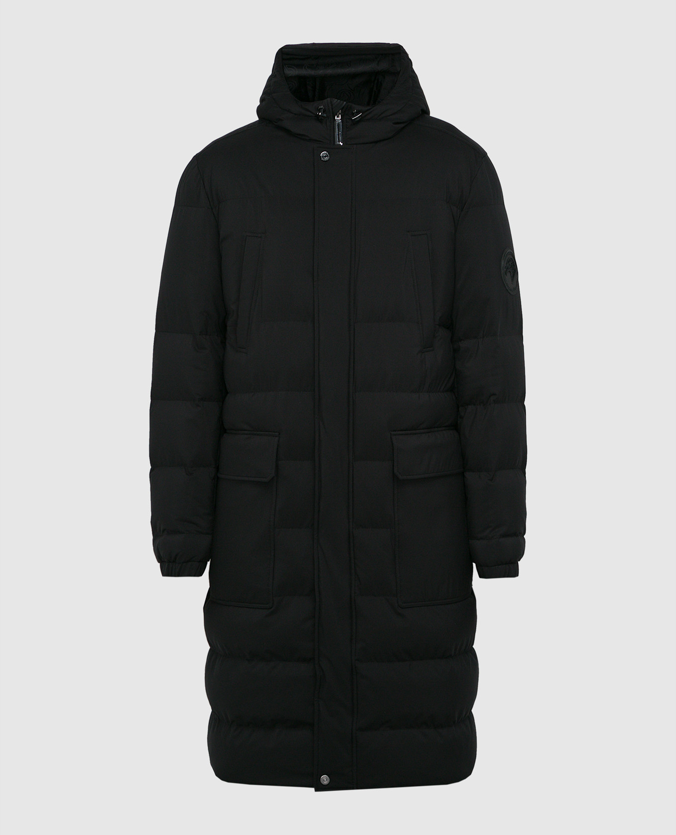 Black down coat with logo