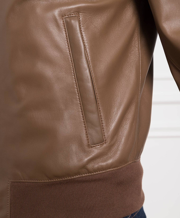Dolce&Gabbana Brown leather bomber jacket G9PB9LGEZT6 image 5