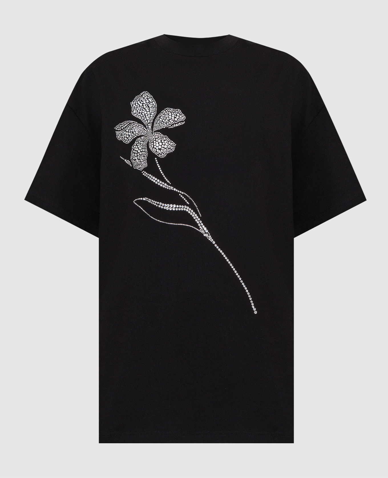Черная футболка с узором Crystal Flower