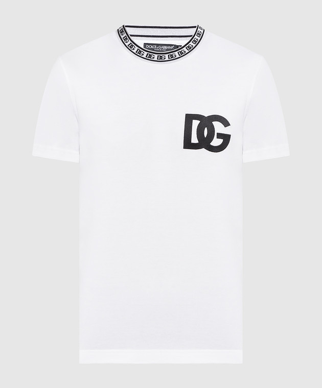 Dolce&Gabbana White t-shirt with contrasting DG logo embroidery G8PJ4ZHU7MA
