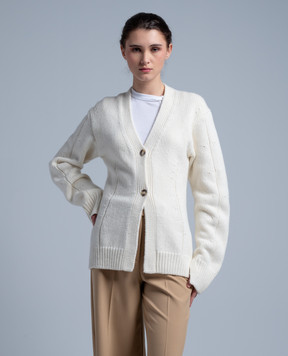 Helmut Lang Білий кардиган з вовною та кашеміром N09HW705
