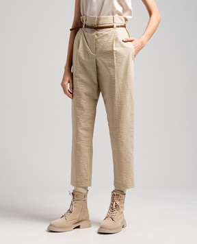 Brunello Cucinelli Бежевые брюки с высокой посадкой M0F79P7216