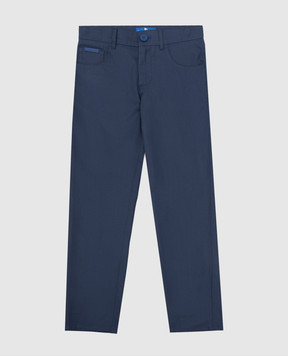Stefano Ricci Детские синие брюки с вышивкой монограммы YAT9200010CT001D
