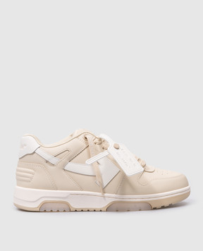 Off-White Бежевые кожаные кроссовки OUT OF OFFICE OMIA189S24LEA002