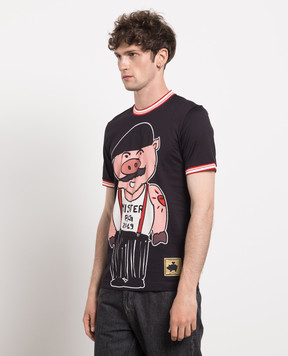Dolce&Gabbana Чорна футболка з принтом G8IR4THH7E4