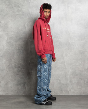 Off-White Сині джинси кльош в принт Maiolica OMYA161G23DEN001