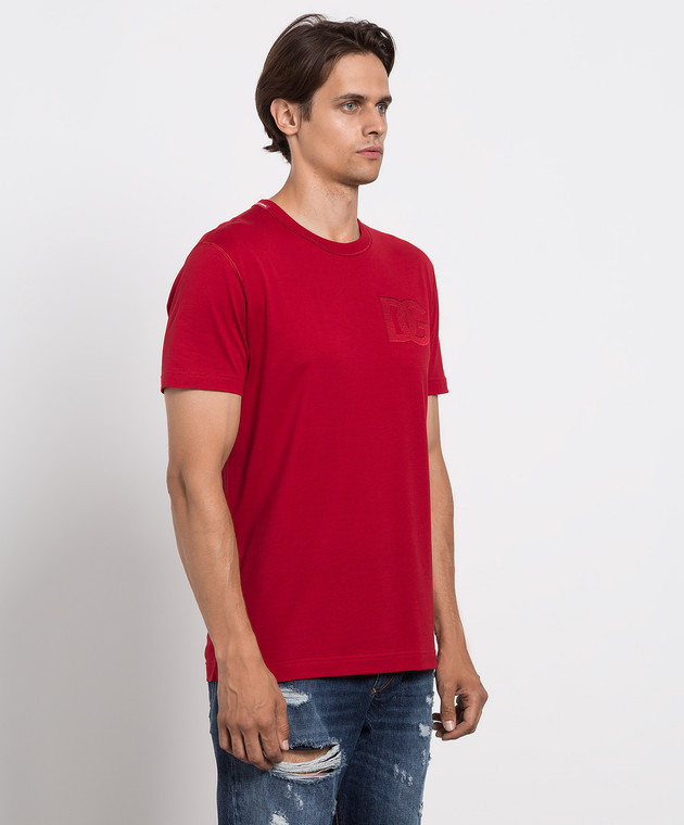 Dolce&Gabbana Червона футболка з вишивкою логотипу DG G8OL6ZG7C8G зображення 3