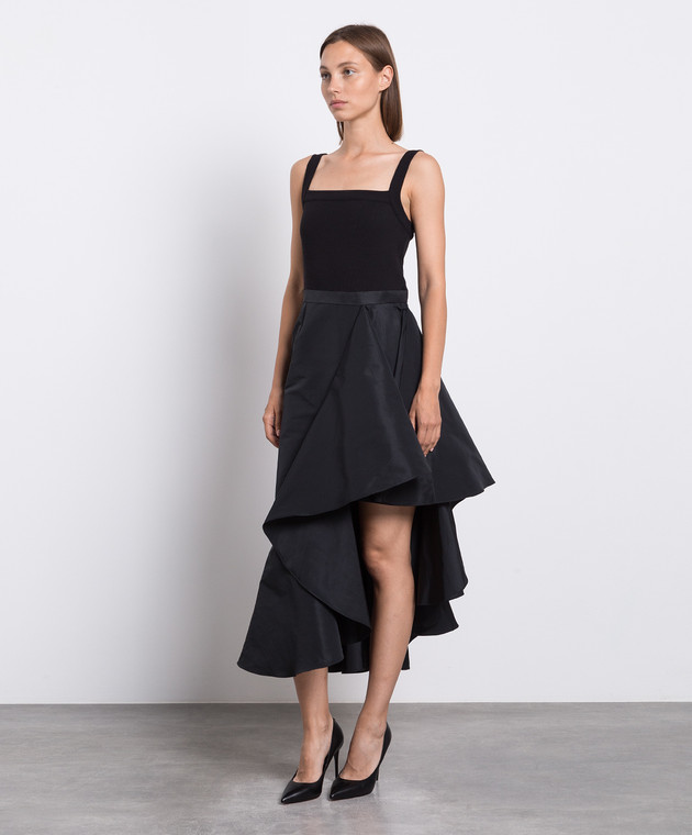 Alexander McQueen Black dress of asymmetrical cut 754939QLABX image 3