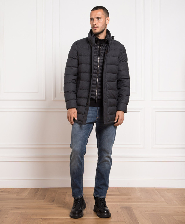 MooRER Gray down jacket made of wool and cashmere CALEGARIL image 2