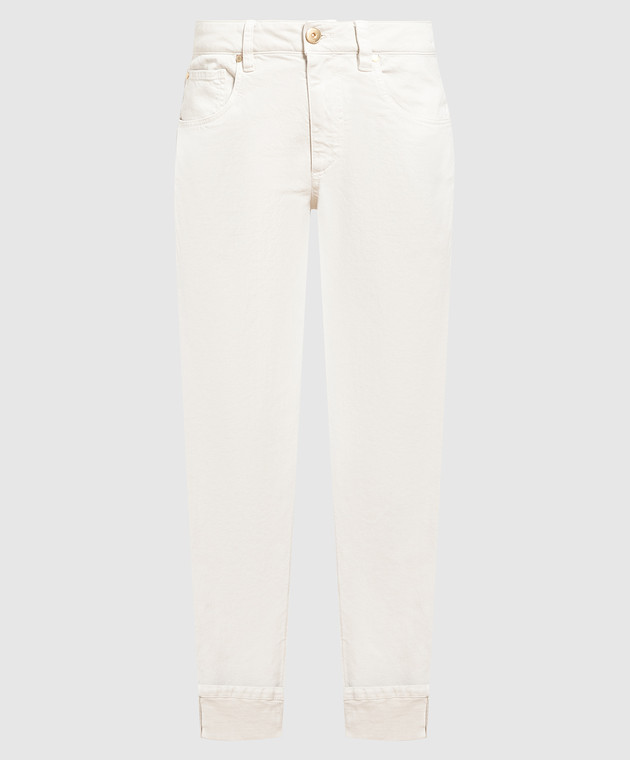 Brunello Cucinelli Gray jeans with monil chain MPH43P5797
