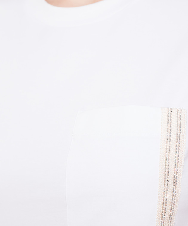 Peserico White t-shirt with monil chain S06652J000070 изображение 5