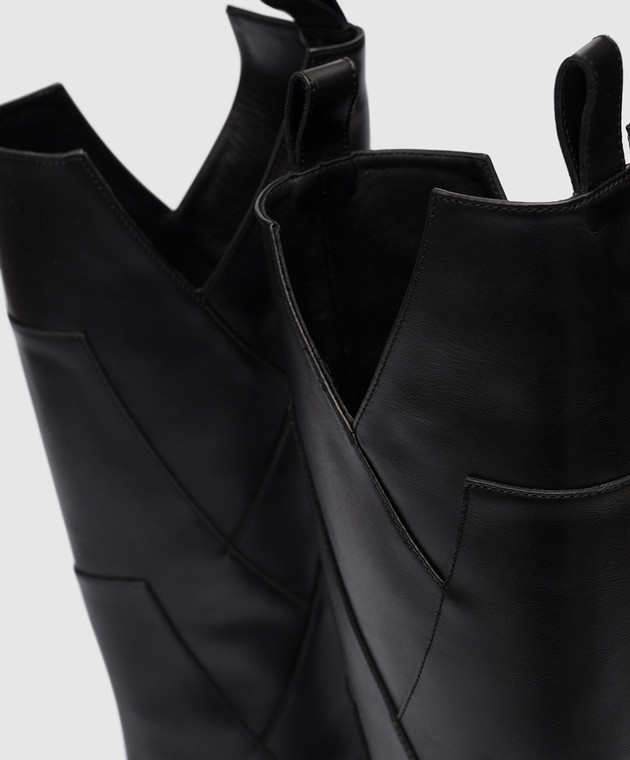 Dondup Черные кожаные сапоги WS256PL0381DXXX изображение 5