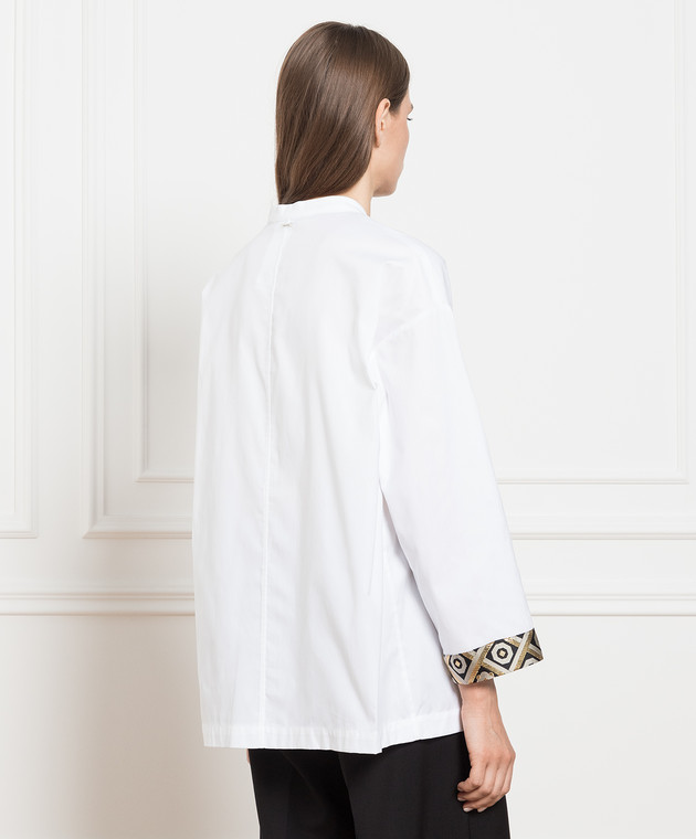 Max Mara White blouse with contrasting trim TENERIFE image 4