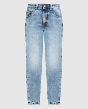 Brunello Cucinelli Блакитні джинси мом з ланцюжком моніль MP095P5732