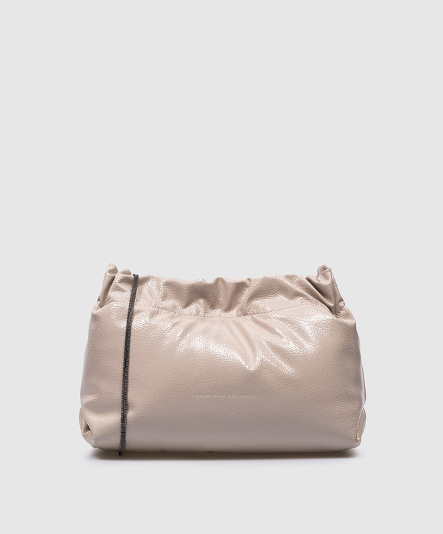 Brunello Cucinelli - Soft beige patent leather bag with embossed logo  MBNKD2570 - buy with European delivery at Symbol