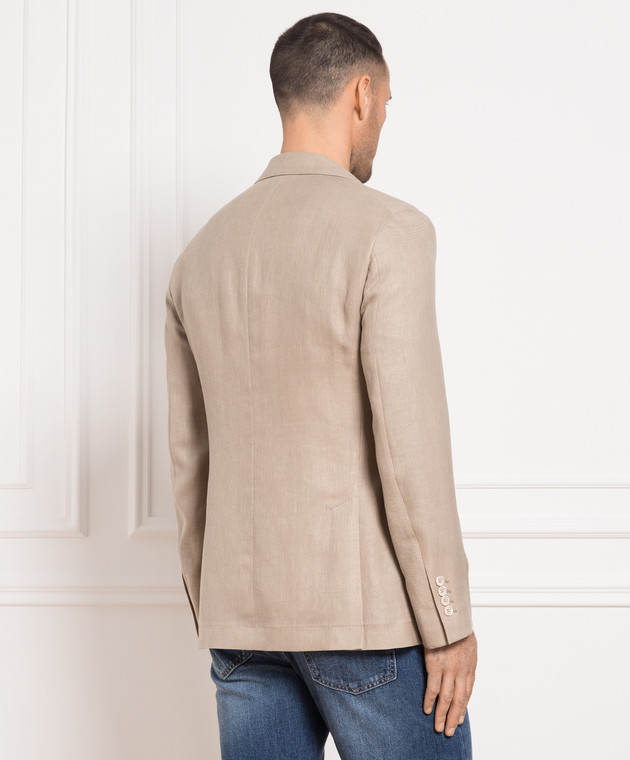 Brunello Cucinelli Beige linen, wool and silk blazer MD4957BTD изображение 4
