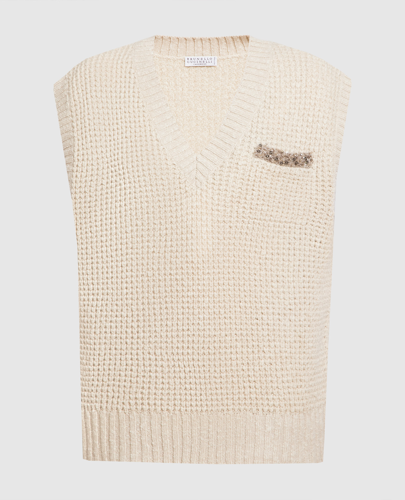 Beige vest made of wool and cashmere