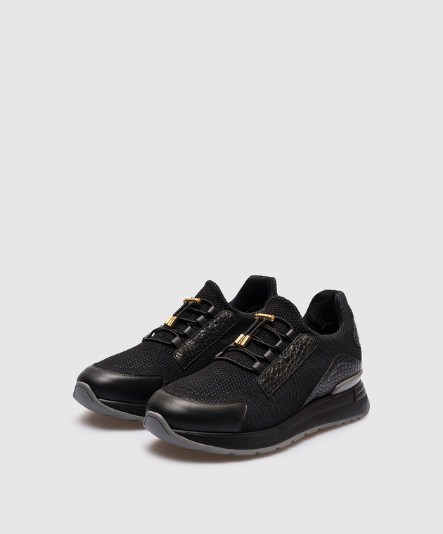 Chaussures Basket noir aspect cuir croco avec zip latéral pour homme –  MY-LOOK